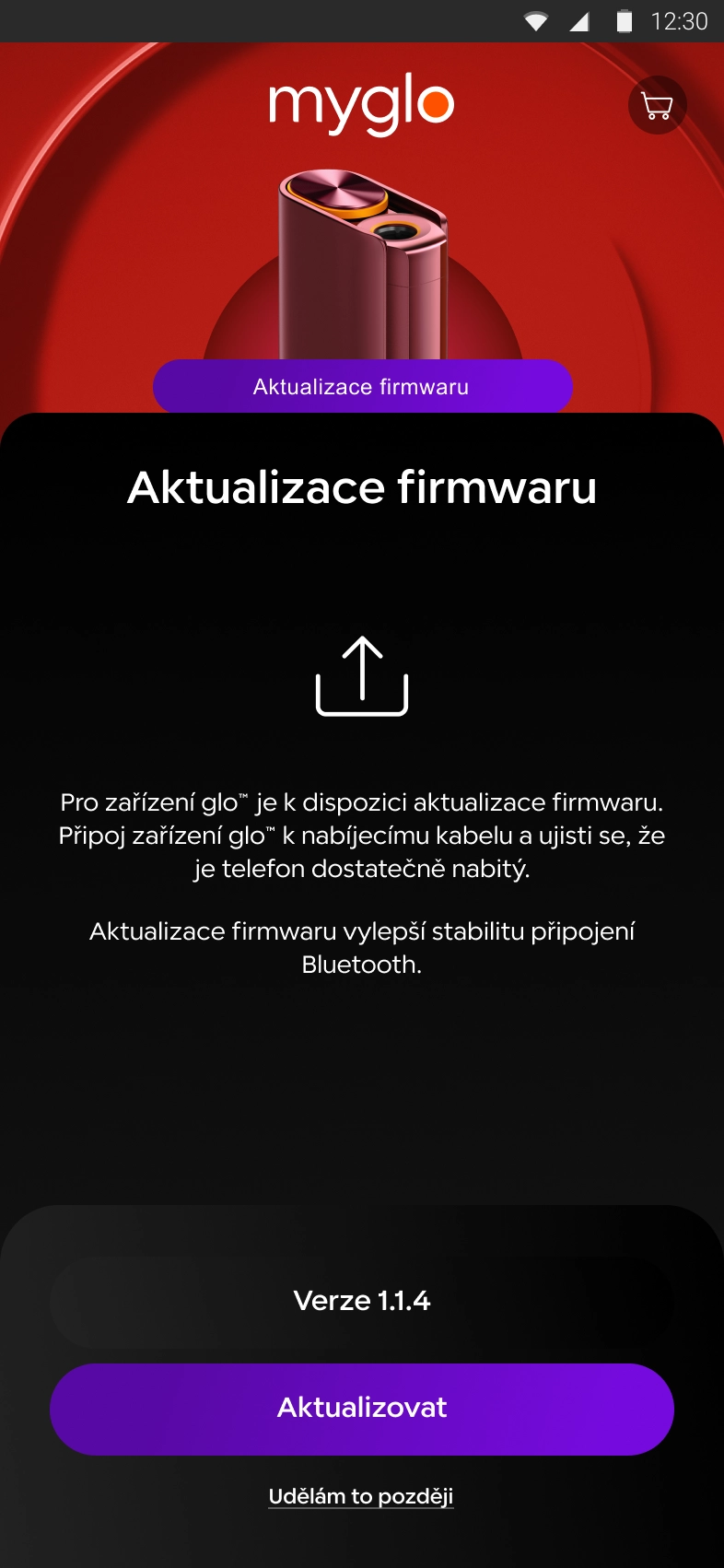 Snímek obrazovky aplikace myglo – krok 2