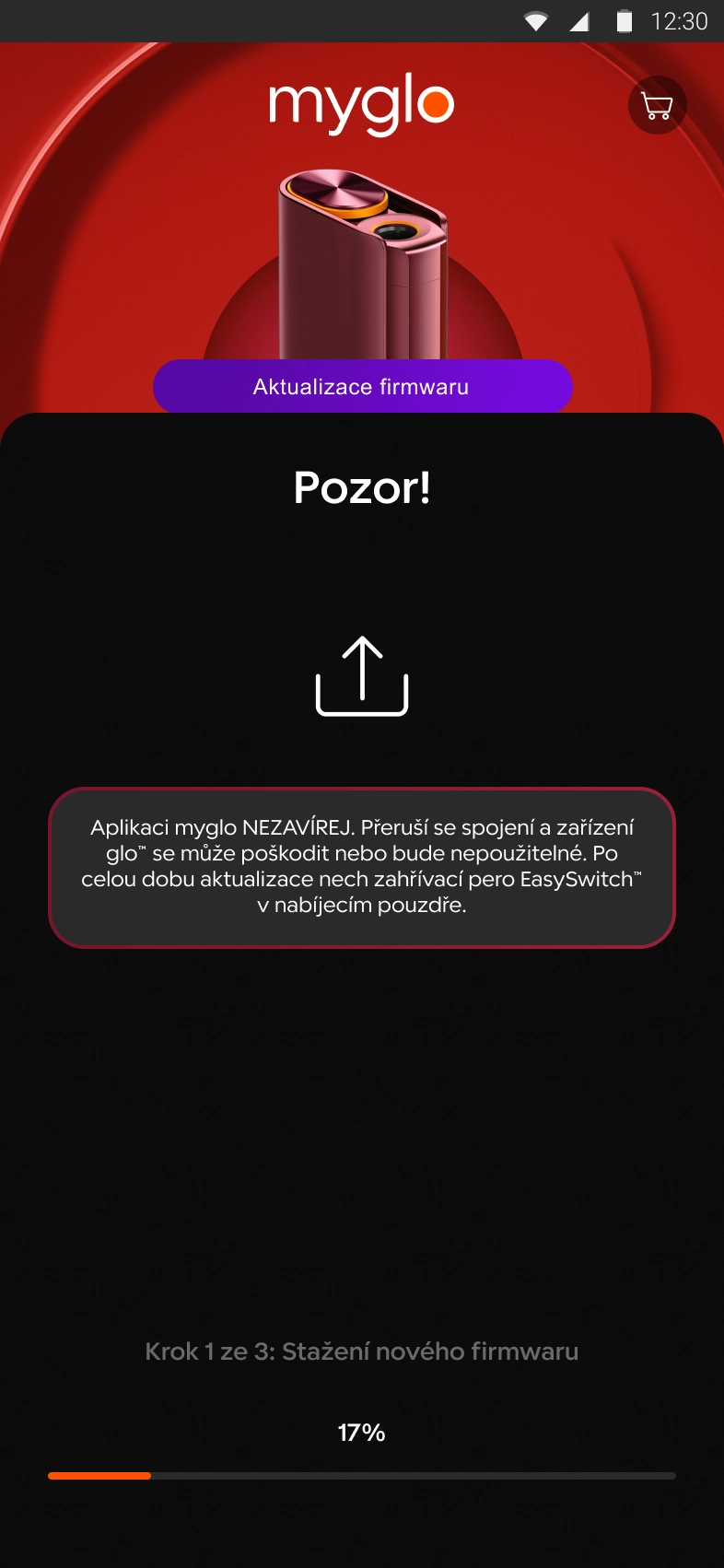 Snímek obrazovky aplikace myglo – krok 5